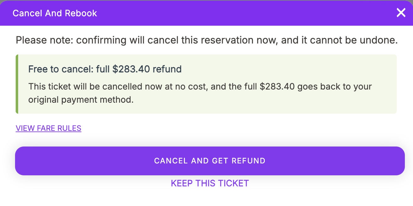 free cancellation window